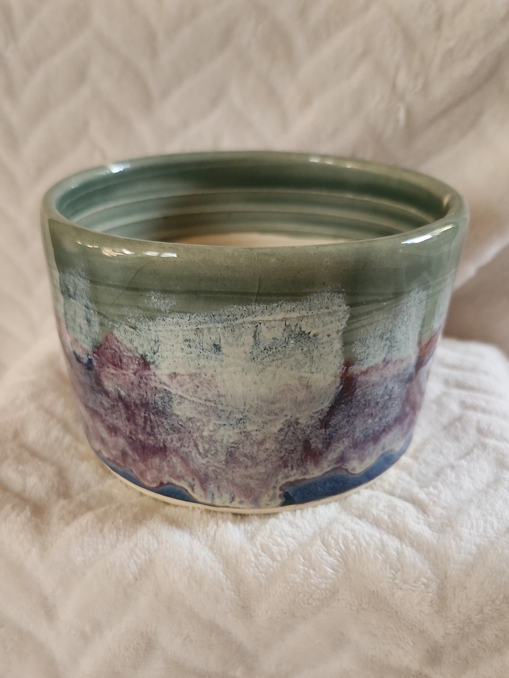 Handmade Ceramic Planter in Sage Green and Lavender